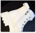 2024 Winter Chic: Plush Warm Black and White Snow Boots with Hard Sole - Stylish Flat Shoes for Women