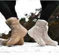 Mulonu® Unisex Military Leather Combat Boots: Plus Size 36-46, Fur Plush, Winter Snow