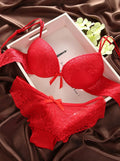 Mulonu® Sexy Lace Bra Set: Fashionable Deep V Push-up Underwear with Vintage Embroidery