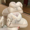 Warm Winter Ankle Boots: Outdoor, Non-slip Thick Sole, Furry Bow, Waterproof, Plush for Women