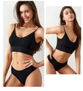 Mulonu® Seamless Bra Set: Sexy Thong, Low Waist Panties, Wire-Free Sports Bralette - Cotton Lingerie