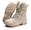 Mulonu® Unisex Military Leather Combat Boots: Plus Size 36-46, Fur Plush, Winter Snow