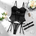 Mulonu® Lace Sheer Lingerie Set: Spaghetti Strap, Patchwork Corset Outfit for Sassy Nights