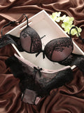 Mulonu® Sexy Lace Bra Set: Fashionable Deep V Push-up Underwear with Vintage Embroidery