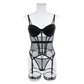 Mulonu® Lace Sheer Lingerie Set: Spaghetti Strap, Patchwork Corset Outfit for Sassy Nights