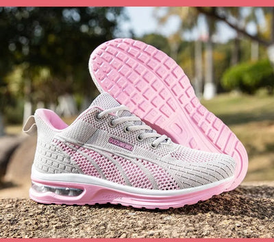 Women's Breathable Running Shoes: Mesh, Air Cushion, Lace-Up for Outdoor Training