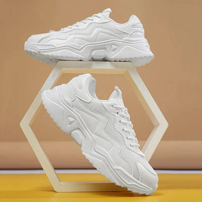 Unisex Sports Shoes: Casual, Running, Pure White, Ultra-Light Sneakers