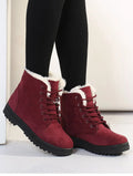 English Style Winter Boots 2023: Ankle Snow Boots with Fur, Low Heels for Women's Fashion