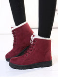 English Style Winter Boots 2023: Ankle Snow Boots with Fur, Low Heels for Women's Fashion