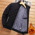 Mulonu® Diamond Pattern Fleece-Lined Bomber Jacket: Men's Fashion