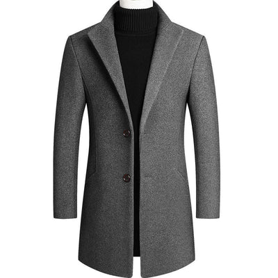 Mulonu® Winter Fashion: Men's Slim Fit Long Sleeve Cardigan Coat – Solid Style