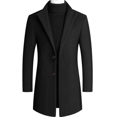 Mulonu® Winter Fashion: Men's Slim Fit Long Sleeve Cardigan Coat – Solid Style