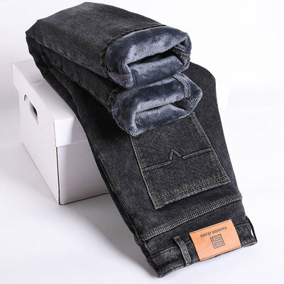 Mulonu® Winter Fashion: New Fleece Slim Stretch Jeans | Plush Denim Trousers