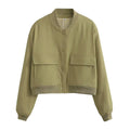 Mulonu® Women's Bomber Jacket with Pockets – Vintage Style, Front Button