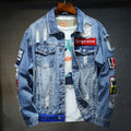 Mulonu® Blue Denim Jackets for Men: Hip Hop Streetwear, Ripped, High Quality