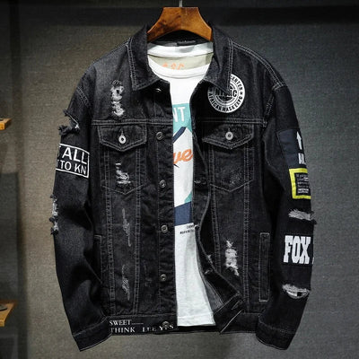 Blue Denim Jackets for Men: Hip Hop Streetwear, Ripped, High Quality