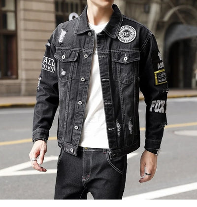 Blue Denim Jackets for Men: Hip Hop Streetwear, Ripped, High Quality