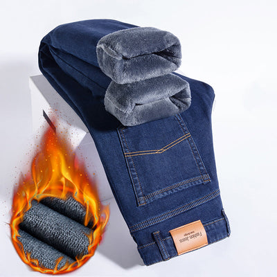 Mulonu® Winter Fleece Jeans for Men: Thicken, Warm, Elastic