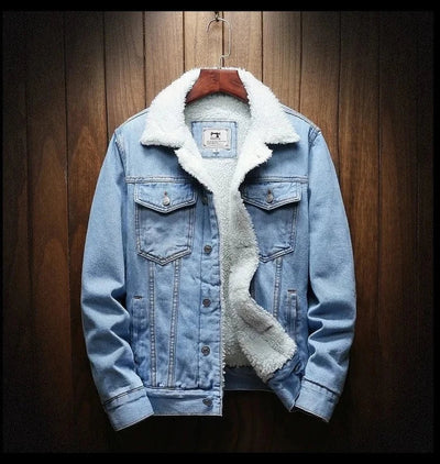 Mulonu® Winter Warmth: Men's Slim Fit Blue Denim Jackets – Casual and Cozy