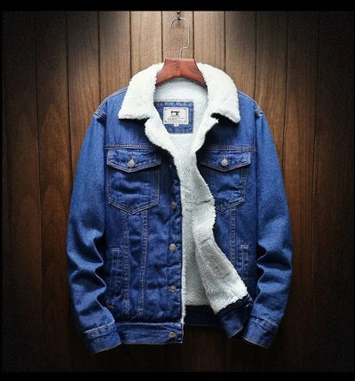 Mulonu® Winter Warmth: Men's Slim Fit Blue Denim Jackets – Casual and Cozy