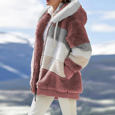 Winter Fashion: Casual Hooded Zipper Women's Coat with Cashmere