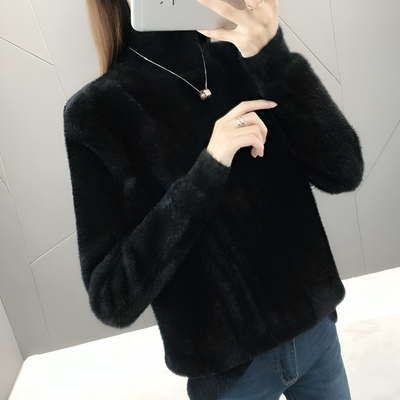 Mulonu® Mink Fleece Long Sleeve Slim Fit Women's Sweater