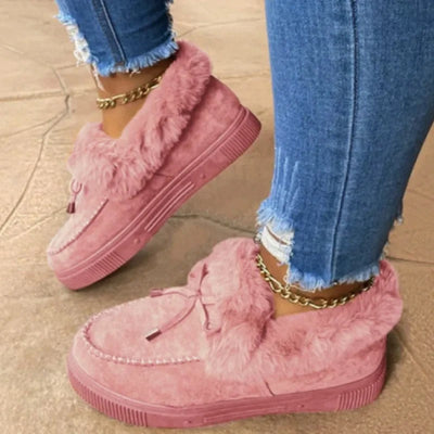 2024 Winter Fashion: Furry Women's Footwear with Plush Warmth  Casual Flat Snow Boots