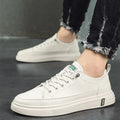 Mulonu® 2024 Men's Fashion Leather Sneakers: White Vulcanized, Breathable, Casual Flats