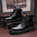 Mulonu® Men's High-Top Leather Motorcycle Boots: Fashionable, Winter-Ready, Lace-Up Military Style