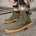 Mulonu® Men's High-Top Leather Motorcycle Boots: Fashionable, Winter-Ready, Lace-Up Military Style