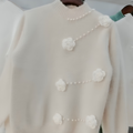 Mulonu® Mink Fleece 3D Flower Half High Collar Slim Women's Sweater