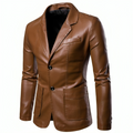 Mulonu® New Men's Lapel Leather Dress Suit Coat