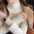 Mulonu® Winter Women Ruffles Mock Neck Sweater Thicken Fleece Warm