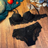 Mulonu® Embroidery Sexy Underwear Set: Lace Brassiere, Deep V Push-Up Bra, and Panties