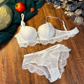 Mulonu® Embroidery Sexy Underwear Set: Lace Brassiere, Deep V Push-Up Bra, and Panties