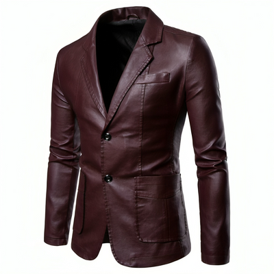 Mulonu® New Men's Lapel Leather Dress Suit Coat