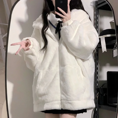 Mulonu® Rabbit Fleece Jacket Lamb Wool Hooded Sweatshirt
